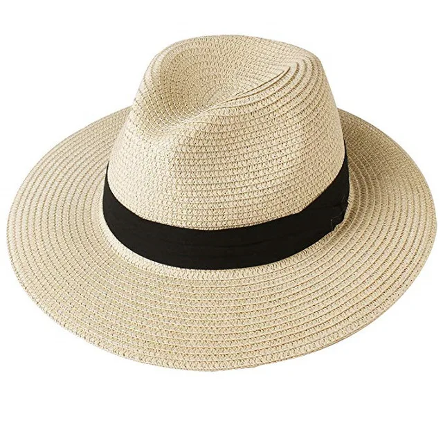 FURTALK летняя шляпа для женщин, соломенная шляпа от солнца для мужчин, фетровая Панама, шляпа с защитой от ультрафиолета, пляжные шляпы для женщин SH040 - Цвет: beige