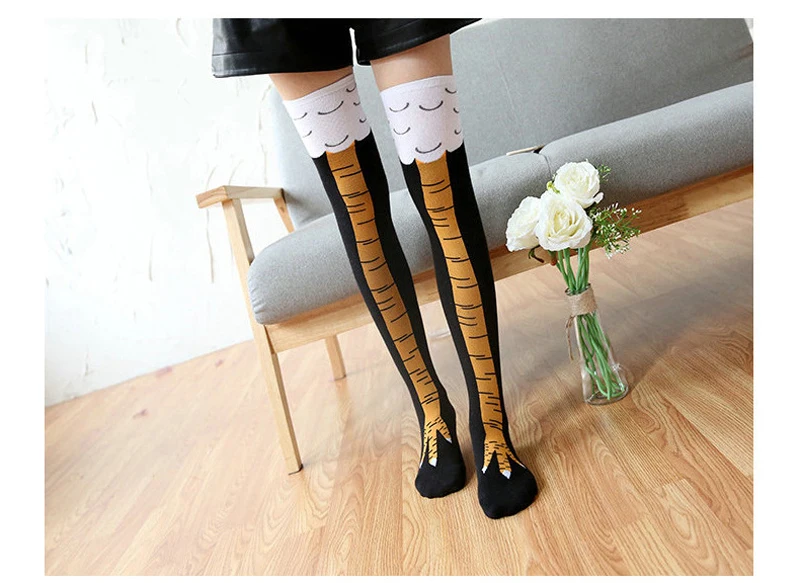 winter socks for women Chicken Legs Socks Creative Women Over Knee Long Socks Cotton Cartoon Ladies Breathable Fitness Gift Men Funny Chicken Paw Socks gold toe socks for women