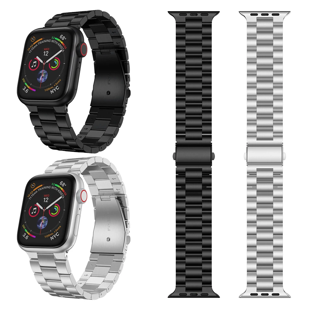 Ремешок из нержавеющей стали для Apple Watch Series 6 SE металлический браслет iWatch 42 мм 38 44