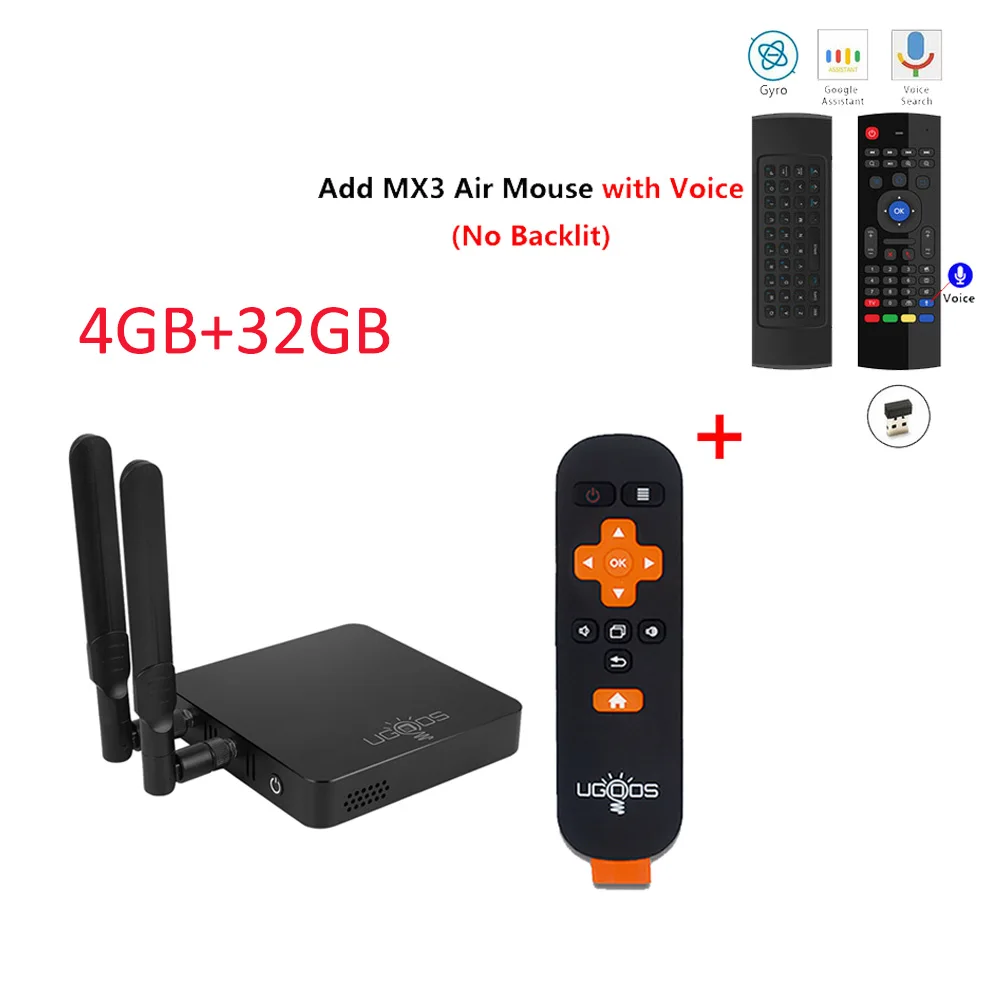 AM6 PRO add MX3 mic UGOOS AM6 Amlogic S922X Smart Android 9,0 ТВ приставка DDR4 2 Гб ОЗУ 16 Гб ПЗУ 2,4G 5G WiFi 1000M LAN Bluetooth 4K HD OTA медиаплеер - Цвет: AM6 PRO add MX3 mic