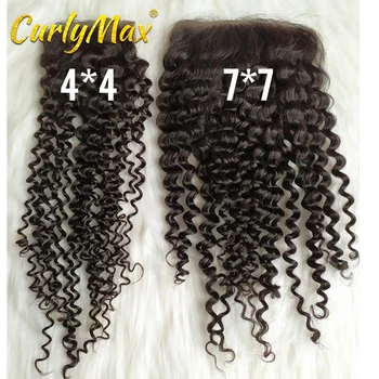 

Hair Deep Wave 7x7 Lace Closure Brazilian Human Virgin Hair Closure With baby hair Middle/Free Part Shipping Free