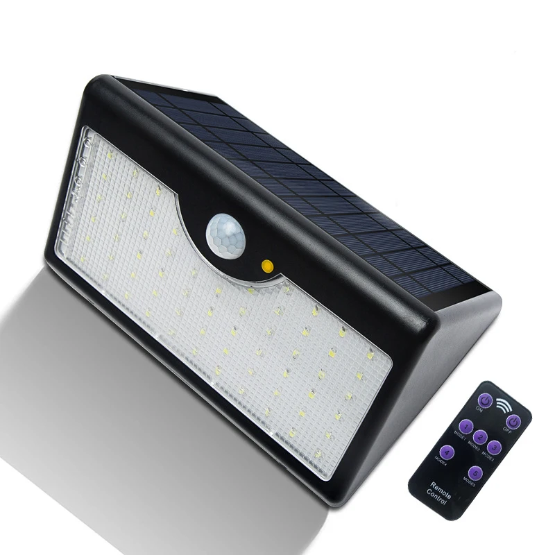 Black 60LED супер яркий Солнечный свет 1300LM Открытый датчик движения Ночной безопасности настенный светильник дистанционное управление 5 режимов садовое освещение - Испускаемый цвет: Black