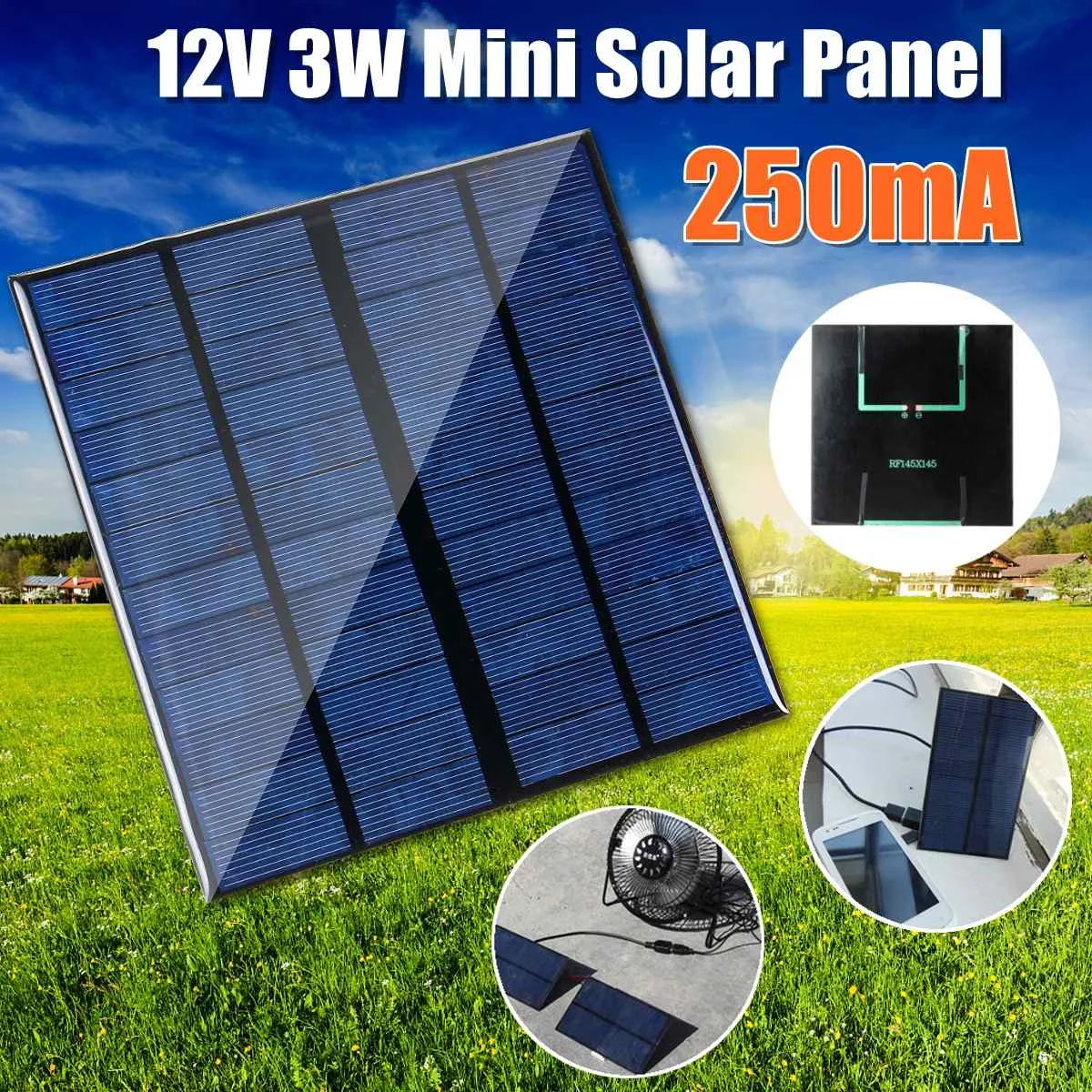 

LEORY 12V 250mA 3W Mini Solar Panel Small Solar Cells 18V Solar Charger For Home Application