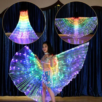 

Children LED Butterfly Wings Belly Dance Costumes Glowing Performance Clothing with Telescopic Sticks Stage Performance Props