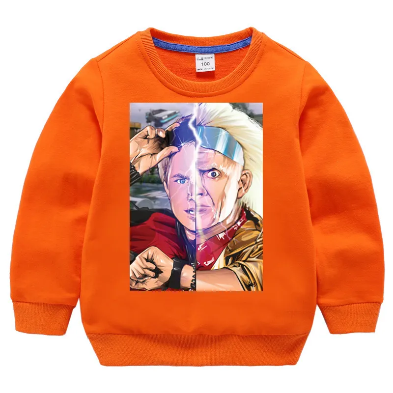 T51-orange Детская Back to The Future принт хлопок девочки; дети хлопковые пуловеры, топы для маленьких мальчиков осенняя одежда свитера для детей, которые начинают ходить - Цвет: T51-orange