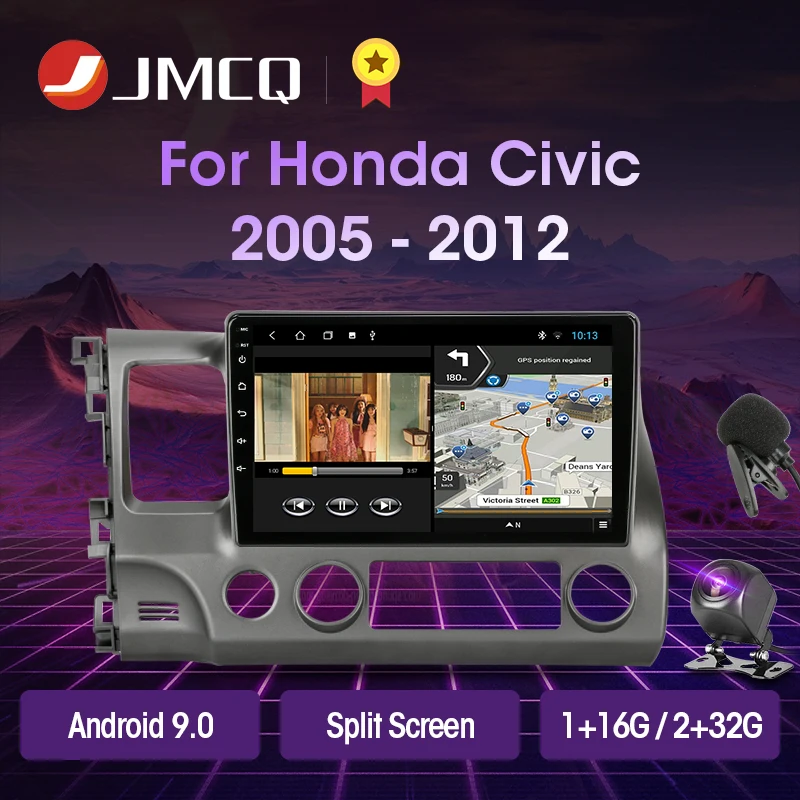 

JMCQ Android 9.0 2+32GB DSP Car Radio Multimidia Video Player Navigation GPS Car Stereo For Honda Civic 2005-2012 2din Head Unit
