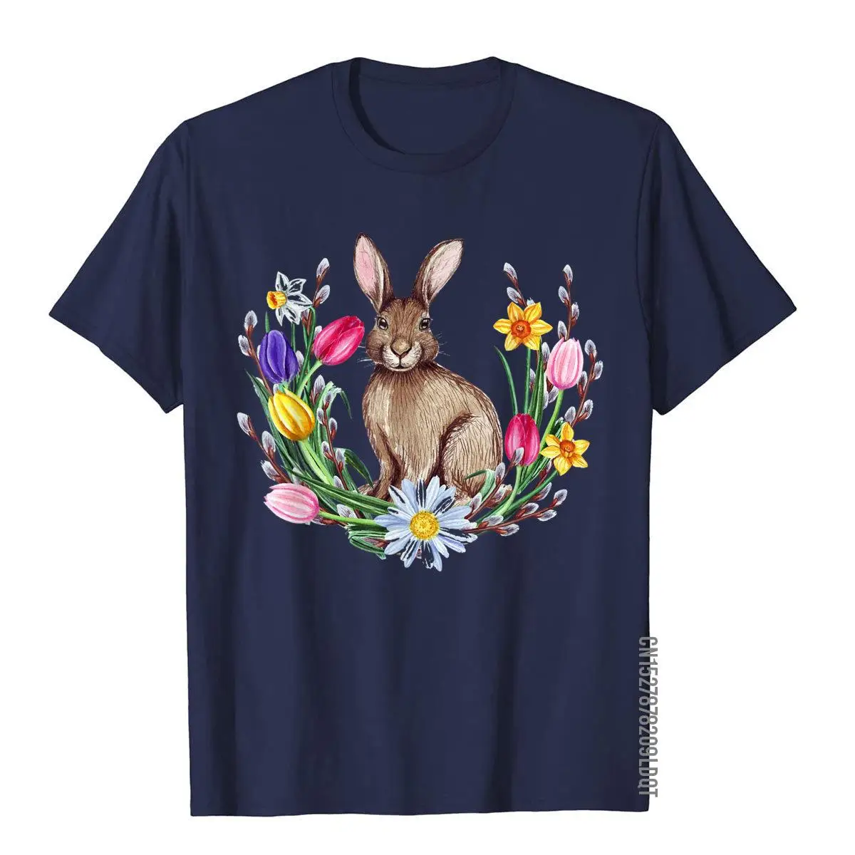 Happy Easter Cute Bunny Rabbit Women Funny Gift T-Shirt__B10203navy