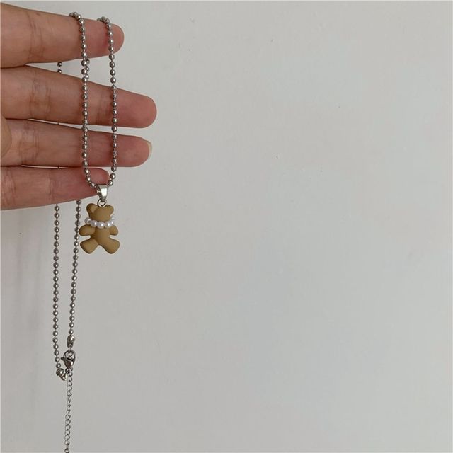 Bear Pendant Choker Necklace Female Retro Simple Clavicle Chain Personalized Jewelry