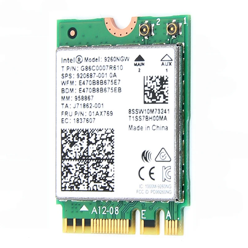 ZEXMTE беспроводная карта с Bluetooth NGFF M2 9260AC Wifi Карта встроенный для игр 2,4G& 300 Мбит/с 5G& 1,73 Гбит/с Bluetooth Wi-Fi адаптер