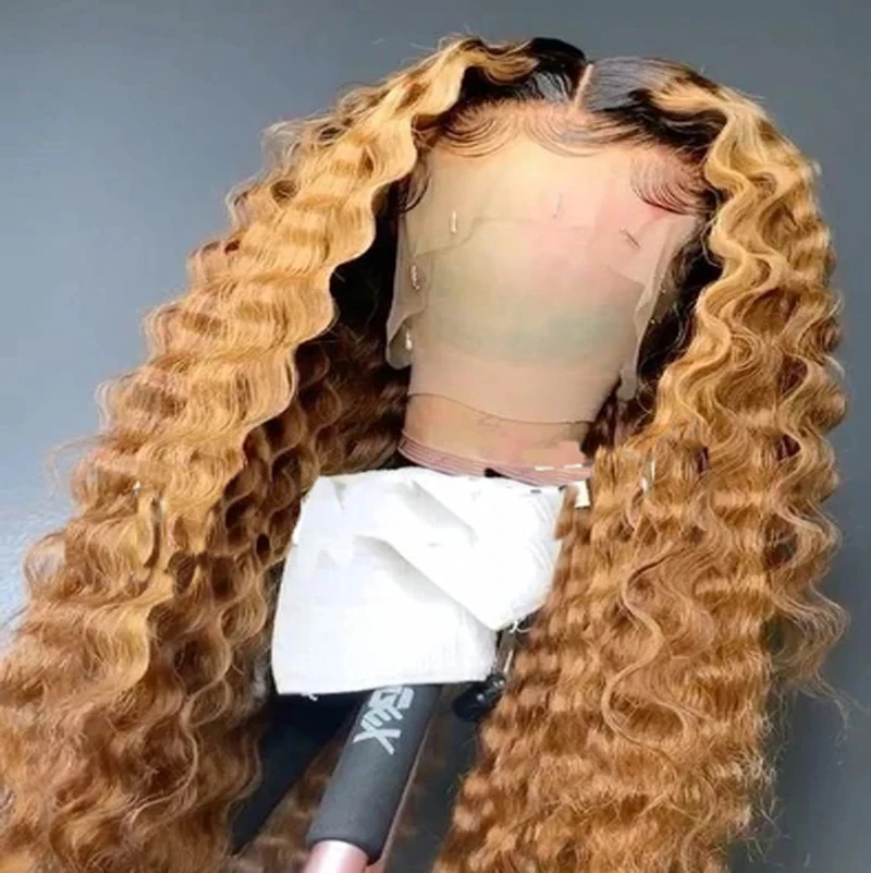 13x4 Lace Front Wig Ombre Blonde Human Hair Wigs Pre Plucked Burgundy