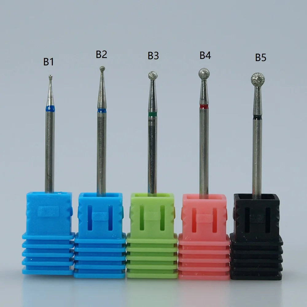 Easy Nail 5Size Ball Diamond Nail Drill Bit Rotary Burr Cuticle Clean