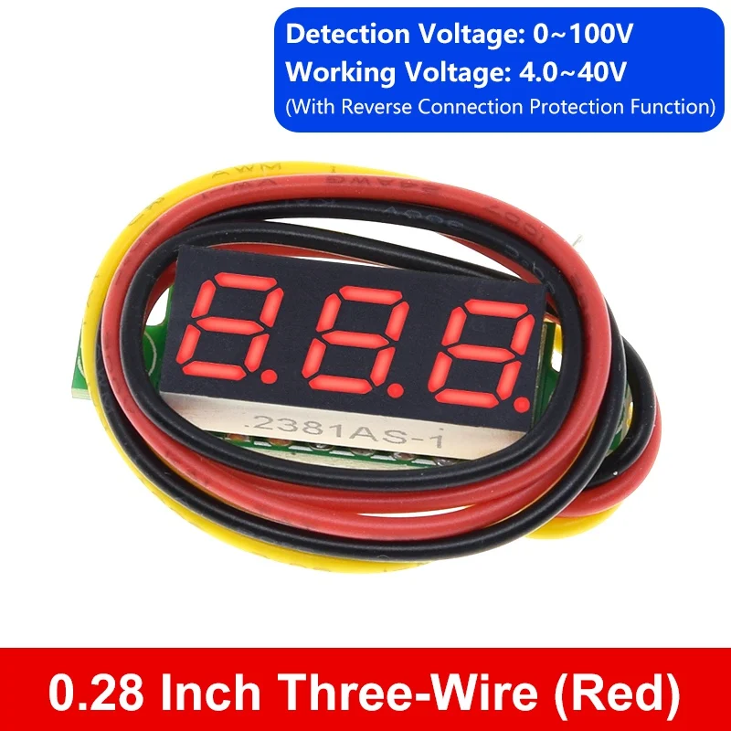 Digital Voltmeter 0,28/0,36/0,56 Zoll Digital Voltmeter Spannung Panel Meter Rot/Blau/Grün/Gelb Elektromobil Motorrad Auto – Detail 28