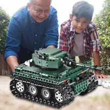 2,4 г Радиоуправляемый Танк военный солдат оружие строительный блок головоломка игрушка структурная стабильность высокий крутящий момент блок питания детский подарок