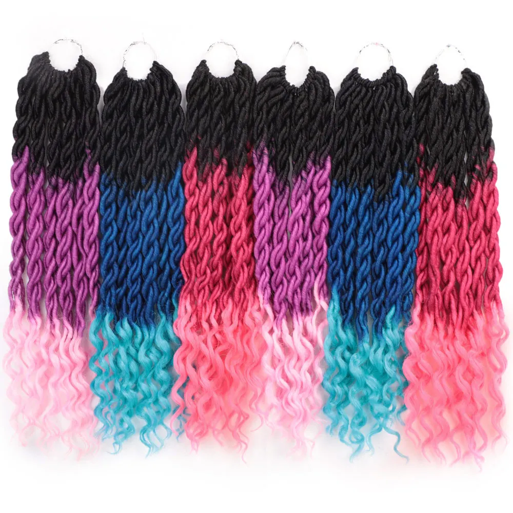 Faux locs CURLY, на крючках, косички, эффектом деграде(переход от темного к волосы в косичках, богемно, черный цвет, оптом, наращенные волосы на крючке, синтетические волосы для Для женщин и девочек