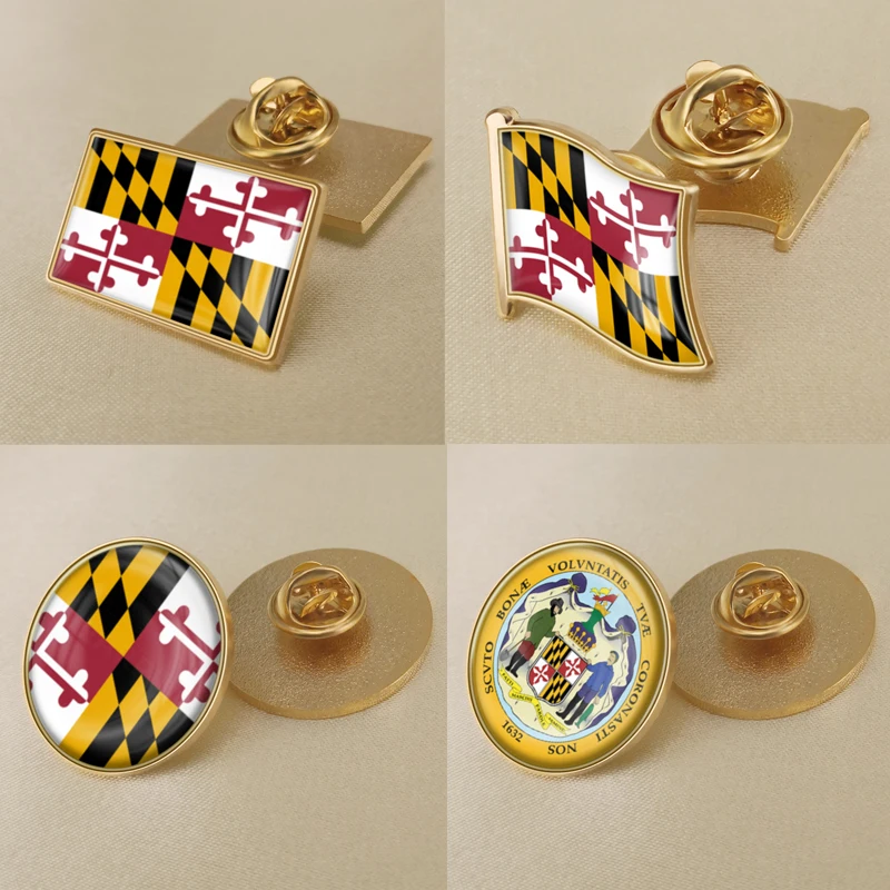 

Seal of Maryland State of United States America Map Flag Lapel Pins Broochs Badges