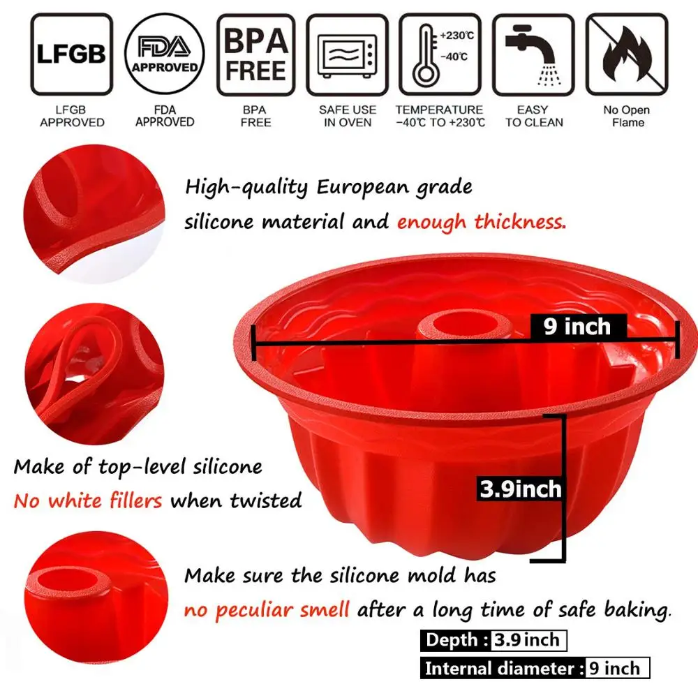 9,4 дюйма силиконовые формы для выпечки Европейского класса рифленая круглая форма для кекса для хлеба желе антипригарная форма для пирога, посуда для выпекания