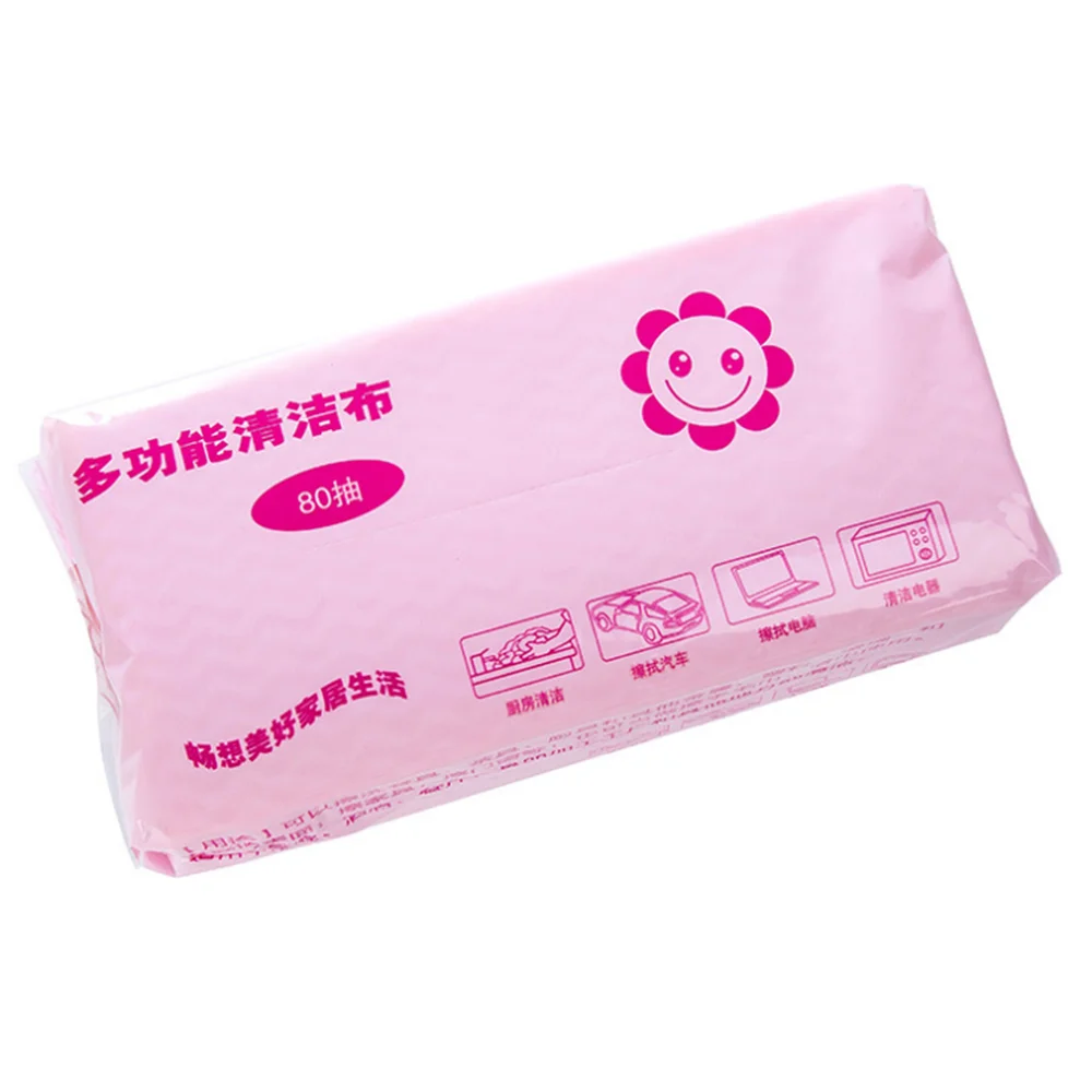 70 Pcs/Pack Environmental Wash Cloth Disposable Washing Dish Towel Kitchen Non-stick Oil Cleaning Wiping Rags Tableware Tools - Цвет: Розовый