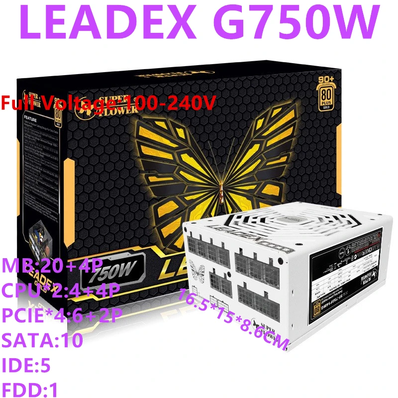 Блок питания для Super Flower полный модульный 80plus Gold RTX2080 игровой бесшумный источник питания Номинальная мощность 750 Вт пиковая мощность 850 Вт блок питания LEADEX G 750 Вт