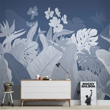 

milofi custom 3D Nordic modern minimalist hand-painted tropical plants leaf flowers TV sofa background wall mural