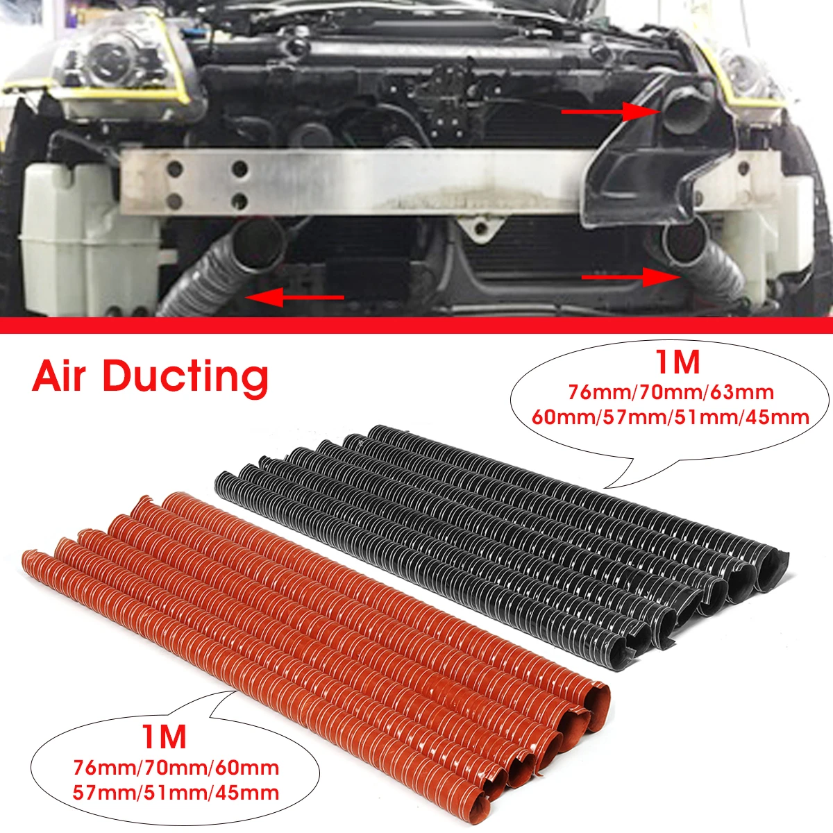 カーフードエアインテークパイプ1mエアダクトチューブチューブ76 70 63 60 57 51 45mmフレキシブルフィルターパイプユニバーサル Air Intakes Aliexpress