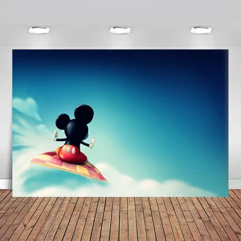 

Blue Disney Fly Mickey Birthday Backdrop Background for Photo Studio Photophone Photozone Background for Camera Photo Wallpaper