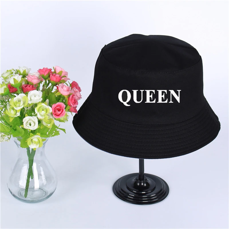 Королева Король логотип летняя шляпа Женская Мужская Панама, шляпа-Панама Королева Король логотип дизайн плоский солнцезащитный козырек рыбалка, рыбак шляпа