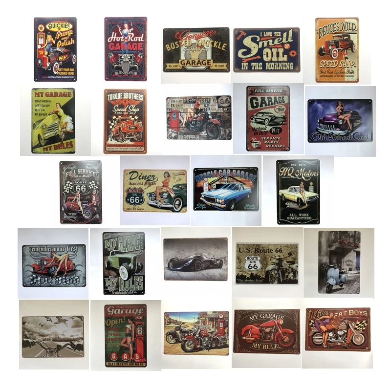 [Luckyaboy] Quickies Hot Rod Garage автомобильный мотоцикл US Route 66 винтажный металлический Ретро жестяной знак бар кафе