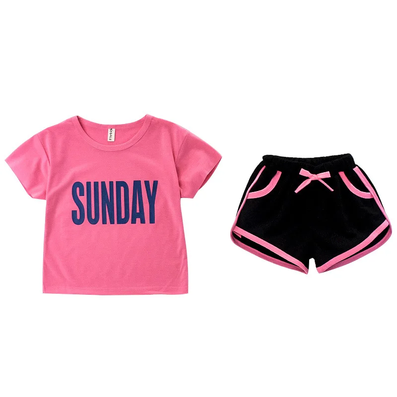 Summer Girls Clothes Set Short Sleeve T-shirt+Short Pants 2 PCS Children Clothing For Girls Teen Kids Clothes 4 6 8 10 12 Years