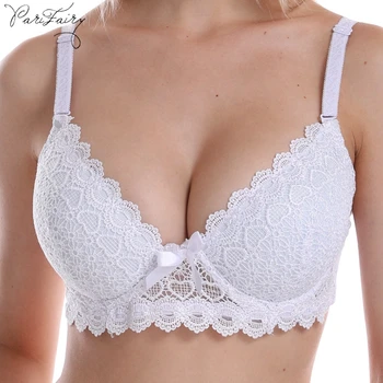 

PariFairy Women Secret Intimate Bra Underwear Deep V Lift Boost Up Lined Mold Cup 3/4 Cup Soft Plus Size Bh 38 40 42 44