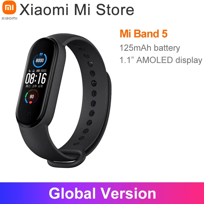 Global Version Xiaomi Mi Band 5 Wristband Touch Screen Smart Bracelet Fitness Track Heart Rate Monitor | Электроника