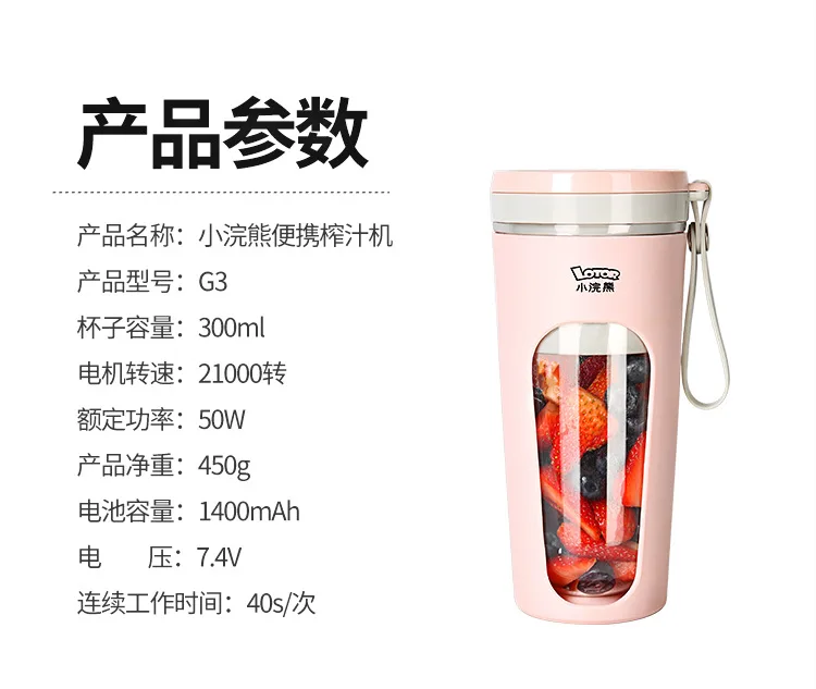 Small Raccoon Portable Juicer Cup Household Fried Fruit Juice Small Charging Network Red Multi-functional Mini Juicer