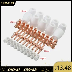 Ensemble de 60 pièces en céramique + métal, découpeur de Plasma à Air, consommables, buse étendue, électrode pour torche PT31 LG40 CUT 50D 