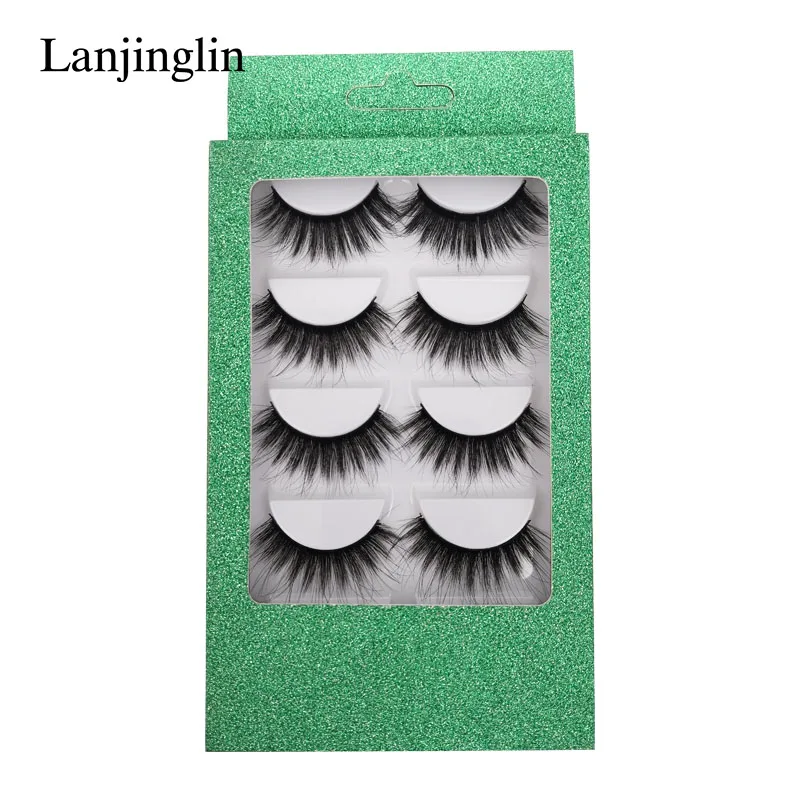 LANJINGLIN, 5 пар, накладные ресницы из искусственной норки, полная полоска, ресницы ручной работы, пушистые, объемные, 5d, для наращивания ресниц, макияж, натуральные, cils, G800