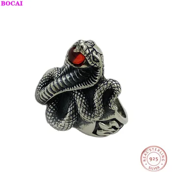 

BOCAI S925 sterling silver rings for men and women handmade Thai silver ring male Mamba snake men ring 2020 new fashion jewelry