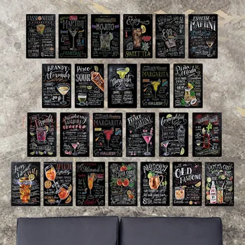 

Cocktail Tin Sign Vintage Metal Sign Plaque Metal Vintage Wall Decor for Bar Pub Club Man Cave Retro Metal Posters Iron Painting