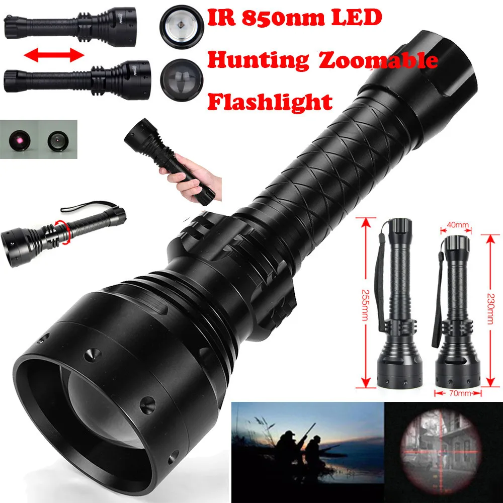 Инфрасветильник вспышка дальнего действия 10 Вт Ir 850nm T67 Led 2*18650 3 7 в свет с легко