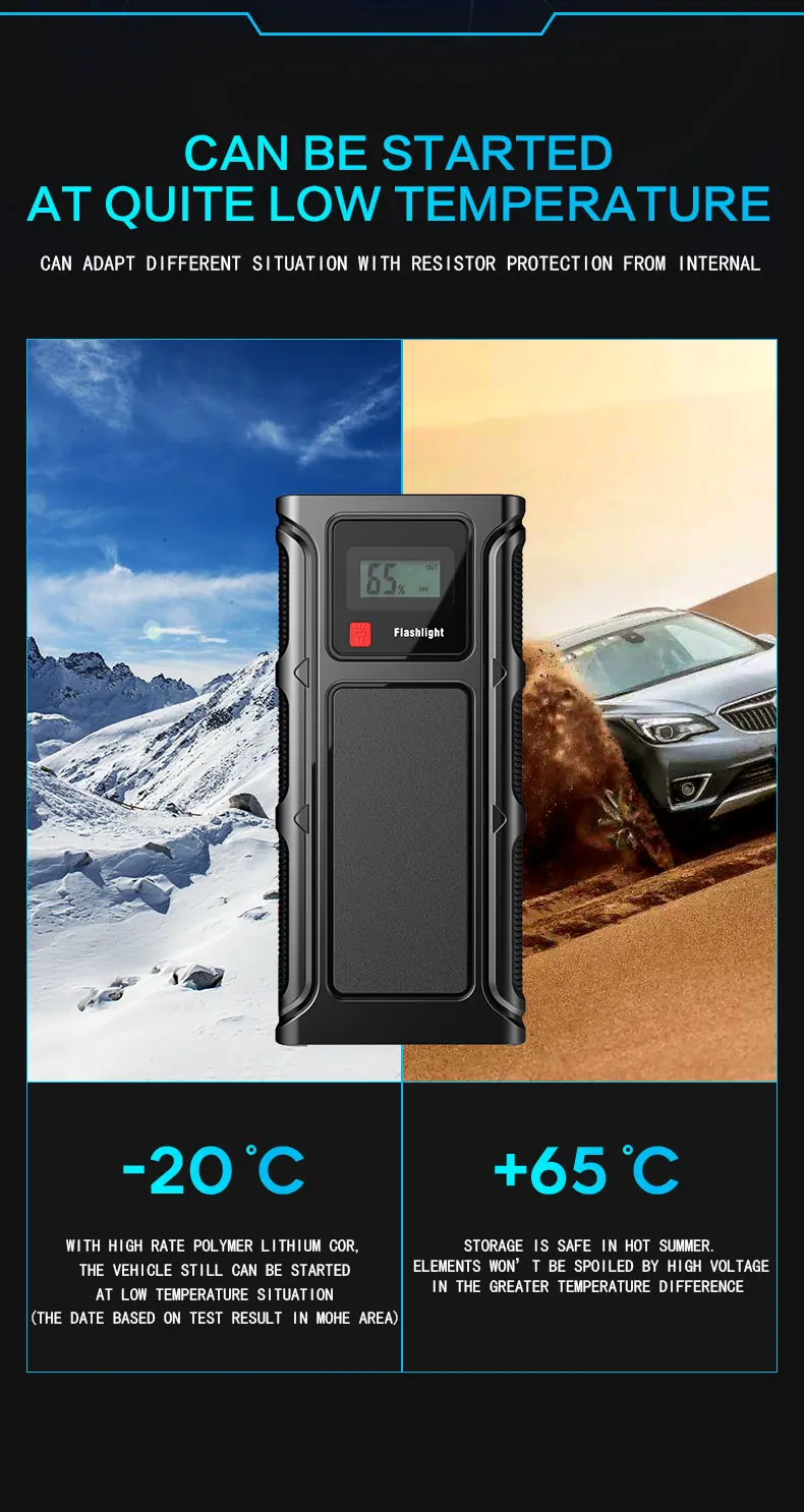 2000A автомобильный стартер Power Bank 68800mAh 12V аварийное пусковое устройство для