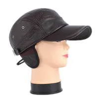 Мужская зимняя теплая кожаная шапка, для взрослых, защита ушей, бейсболка, мужская шапка из искусственной кожи, Мужская зимняя утолщенная теплая шапка, B-8568