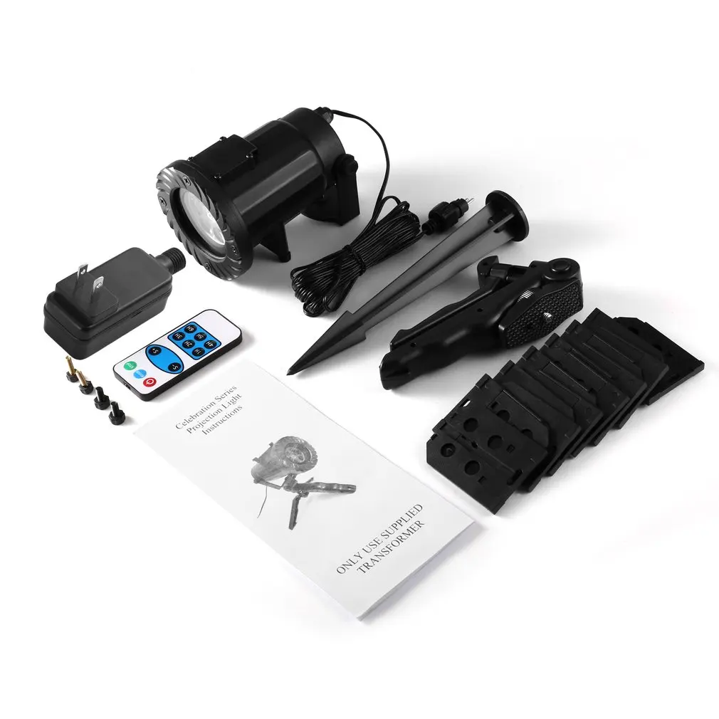 

LED Landscape Projector Light RF RC Spotlight Rotating Projection Light with 15pcs Pattern Lens for Christmas Party Decoration