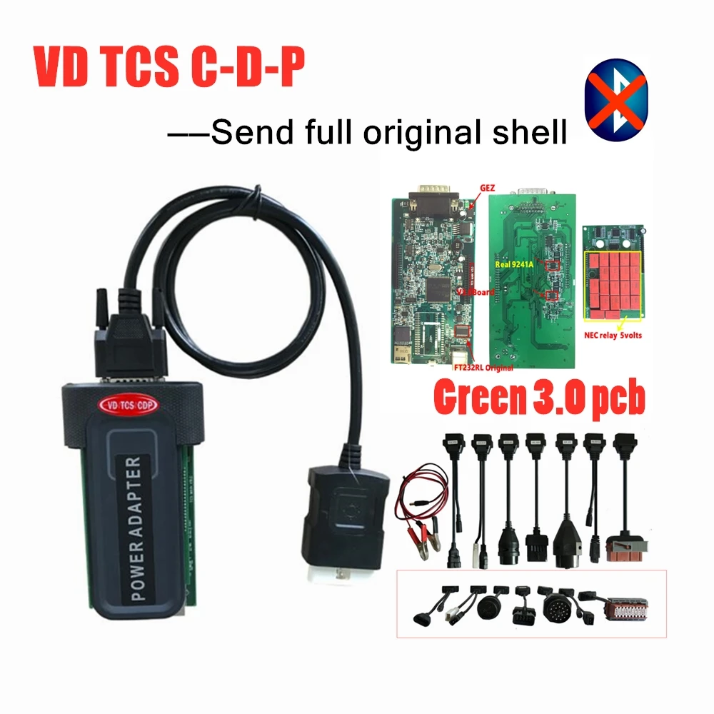without bluetooth 2 шт./лот DHL бесплатно VD ds150e c-d-p для delphis с Bluetooth V3.0 pcb 2016R0/2015R3 keygen автомобили Грузовики Авто OBD2 диагностический инструмент - Цвет: without bluetooth