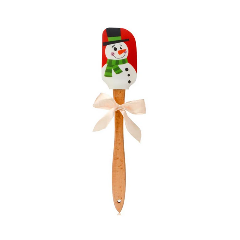 Christmas Wooden Handle Cream Mixing Knife Scraper Pastry Spatula Baking Tool Kitchen Gadget Christmas Style Silicone Butter - Цвет: Snowman