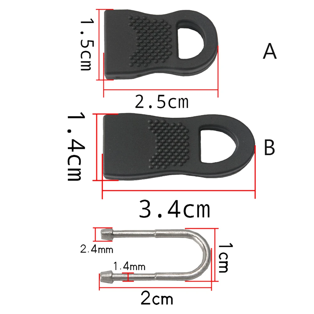 Extractor de cremallera de repuesto para ropa, 16 unids/lote, fijador de cremallera para bolsa de viaje, mochila, fijador de tracción con cremallera para tienda ► Foto 3/6