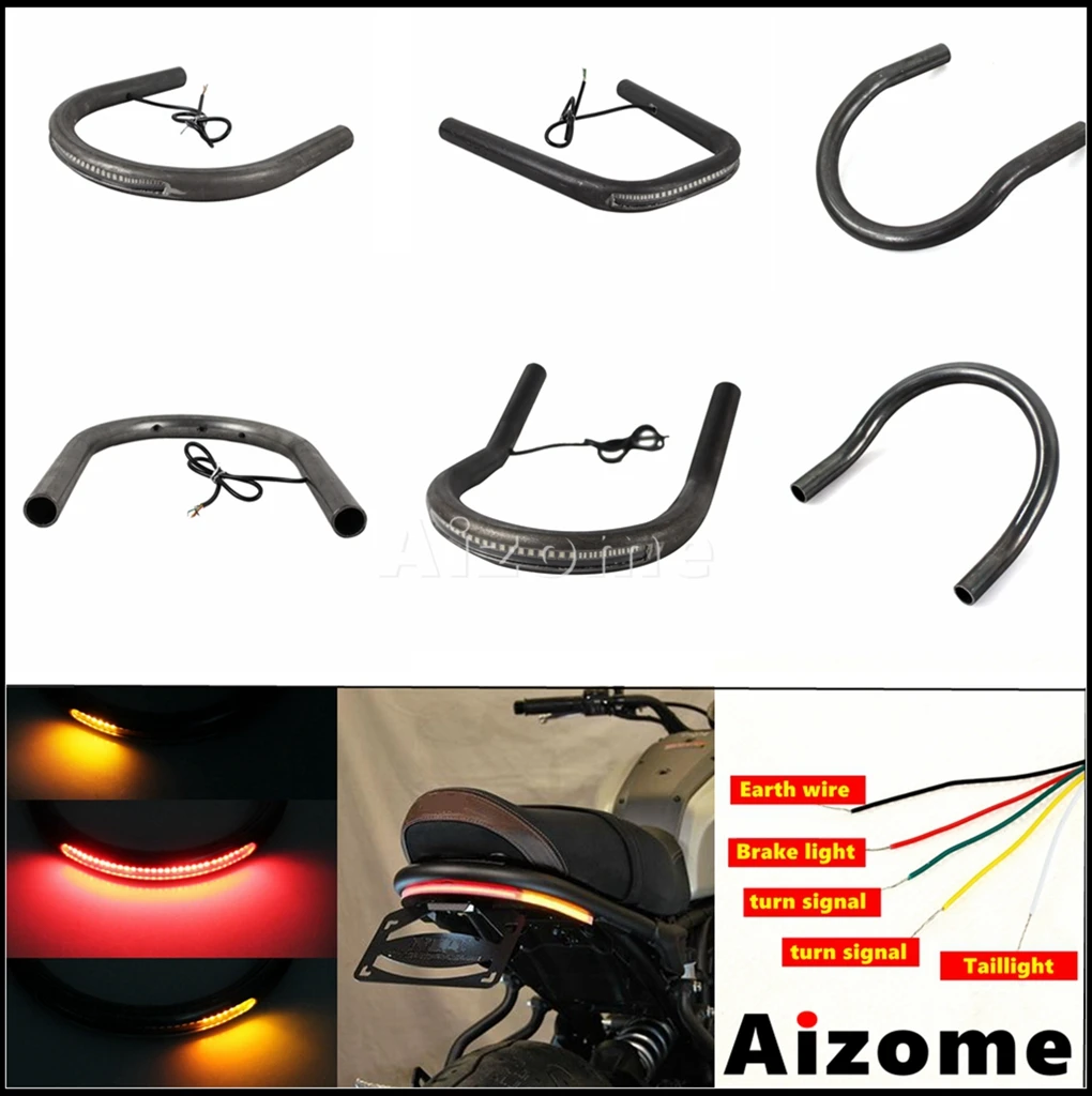 

Сиденье мотоциклетное светодиодное стоп-сигнал поворота обруч труба стальная подметана/плоская рама петля для Кафе Racer Honda Suzuki Yamaha BMW