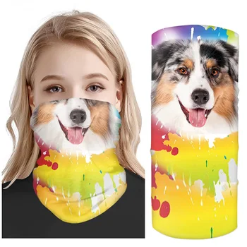 

Cute Dog Cat Printing Magic Bandana Female Anti UV Neck Tube Shield Gaiter Scarf Half Face Mask Headband Men Scarf Hijab Chiffon