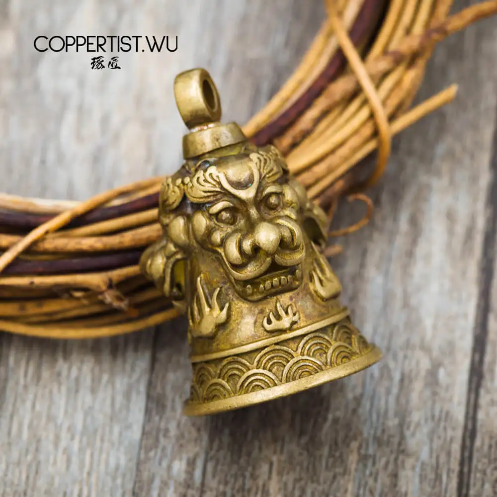 COPPERTIST.WU Бронзовый Лев Tinkle колочик брелок Подвески Брелок для ключей ручной