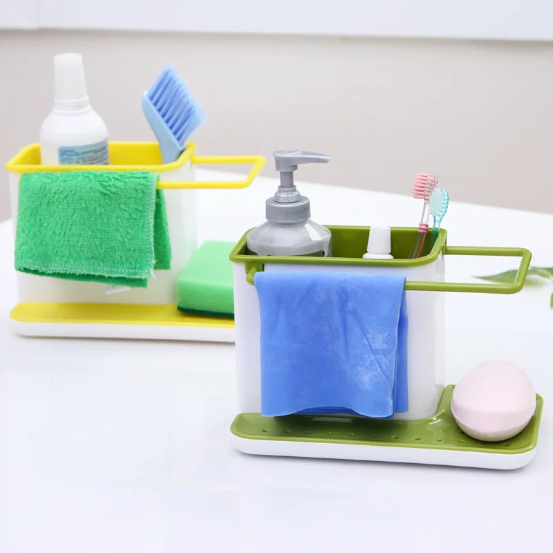 

The New Listing Multi-Function Plastic Rack Bathroom Kitchen Storage Sponge Scouring Cleaning Tool Drainage Placement Organizing