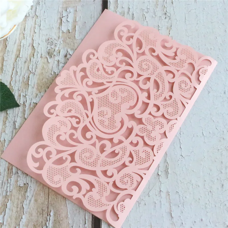 3D Свадебная пригласительная открытка Цветочная лазерная резка карманное