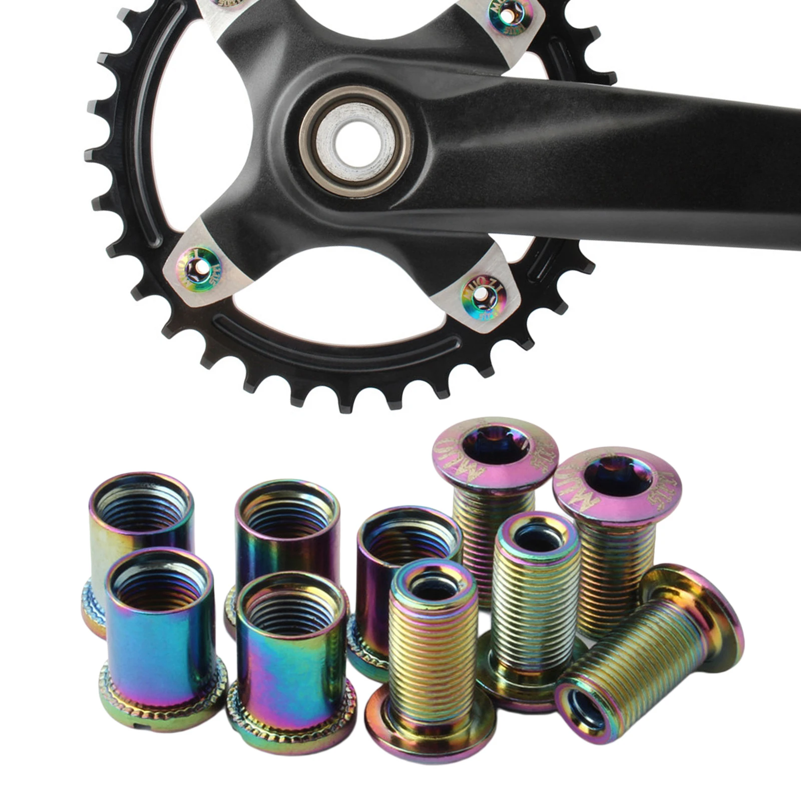 5Pcs M8 Chainring Bolt Nuts Road MTB Bicycle Chainwheel Screws Crankset Hardware