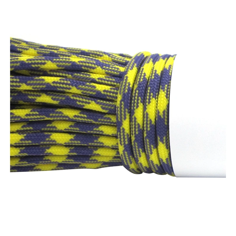 2Pcs Parachute Code Rope,Purple+ Yellow/Beige+ Dark Gray- 7 Strands, 550 Pounds, 100 Feet