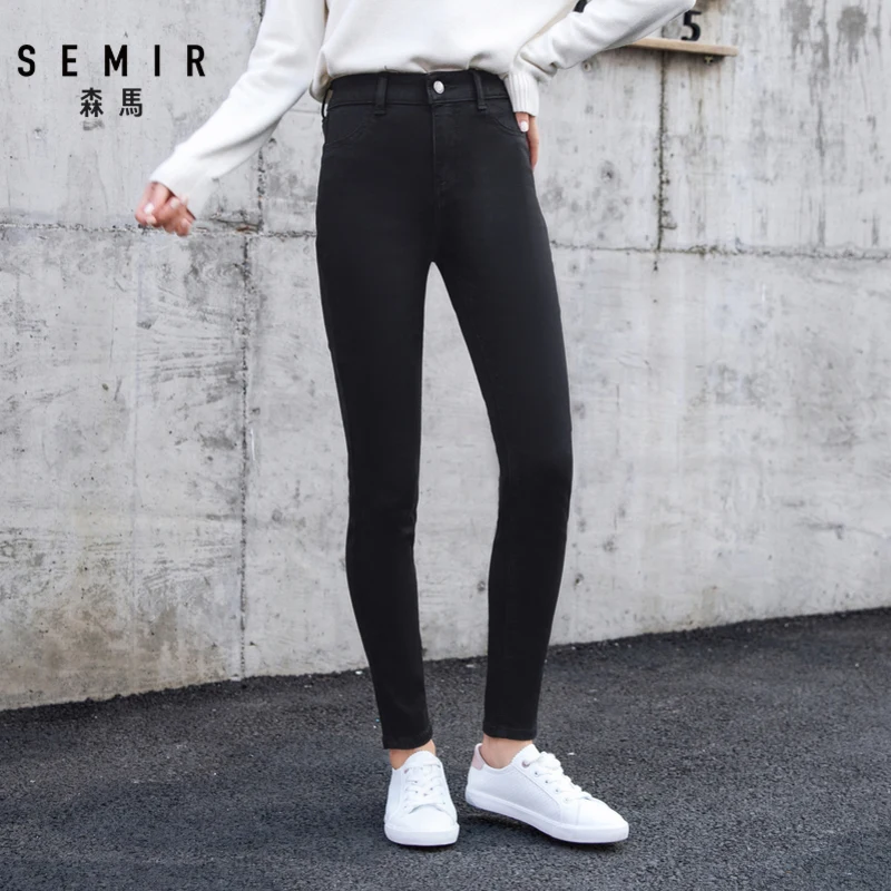 SEMIR джинсы женские зима новые тонкие ноги леггинсы девять брюки вышивка модные обтягивающие брюки